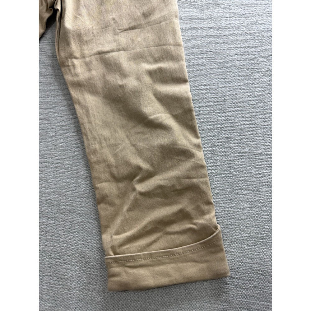 T&Y Fashion Capri Pants Womens 5/6 Beige Skinny Leg Cuffed Hem Ankle Button - Picture 9 of 16